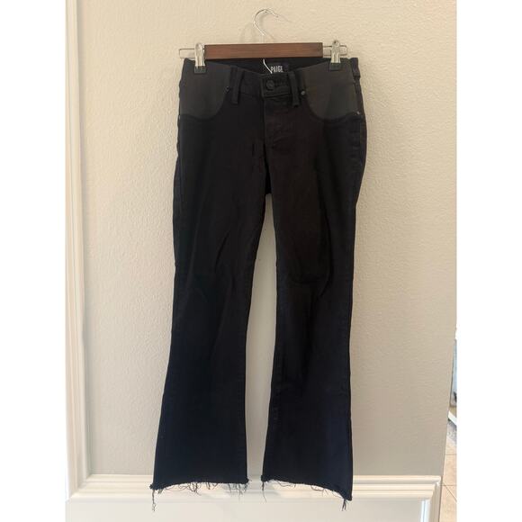 Paige Black Colette Crop Flare Raw Edge Fray Hem Sz 24 Jeans Premium Quality - Picture 1 of 5